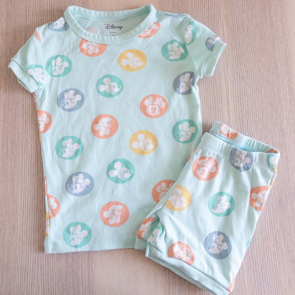 Monica + Andy Disney Pajamas Mint Mickey Minnie Mouse Organic Cotton Kids 4T